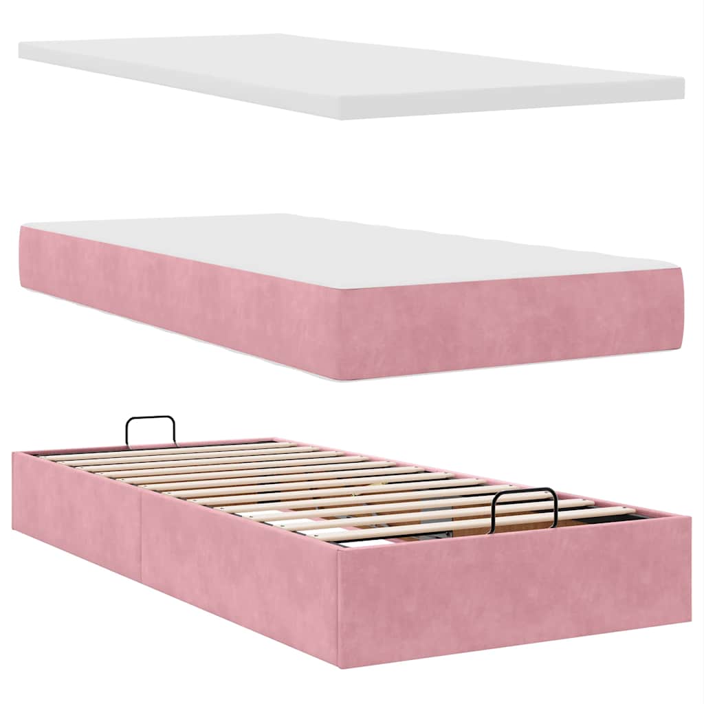 vidaXL Ottoman-Bett mit Matratzen Rosa 200x200 cm Samt
