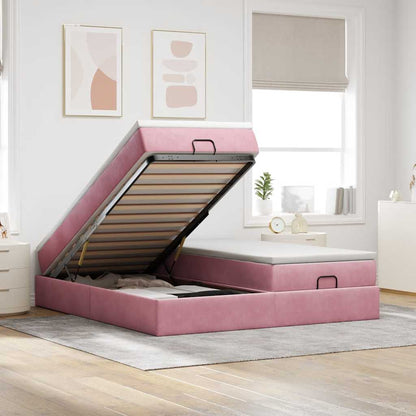 vidaXL Ottoman-Bett mit Matratzen Rosa 200x200 cm Samt