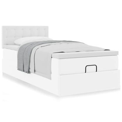 vidaXL Ottoman-Bett mit Matratze Weiß 80x200 cm Kunstleder