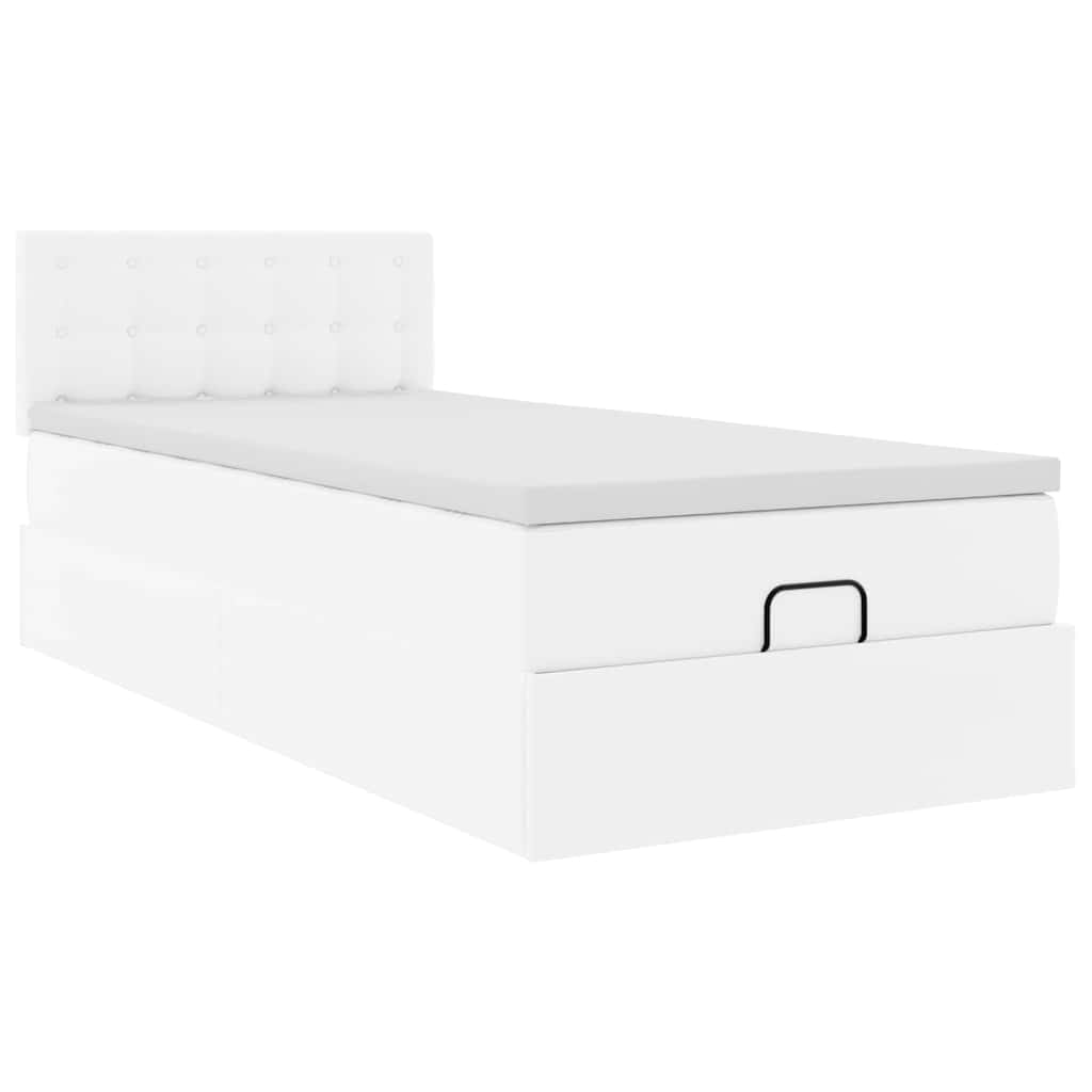 vidaXL Ottoman-Bett mit Matratze Weiß 80x200 cm Kunstleder