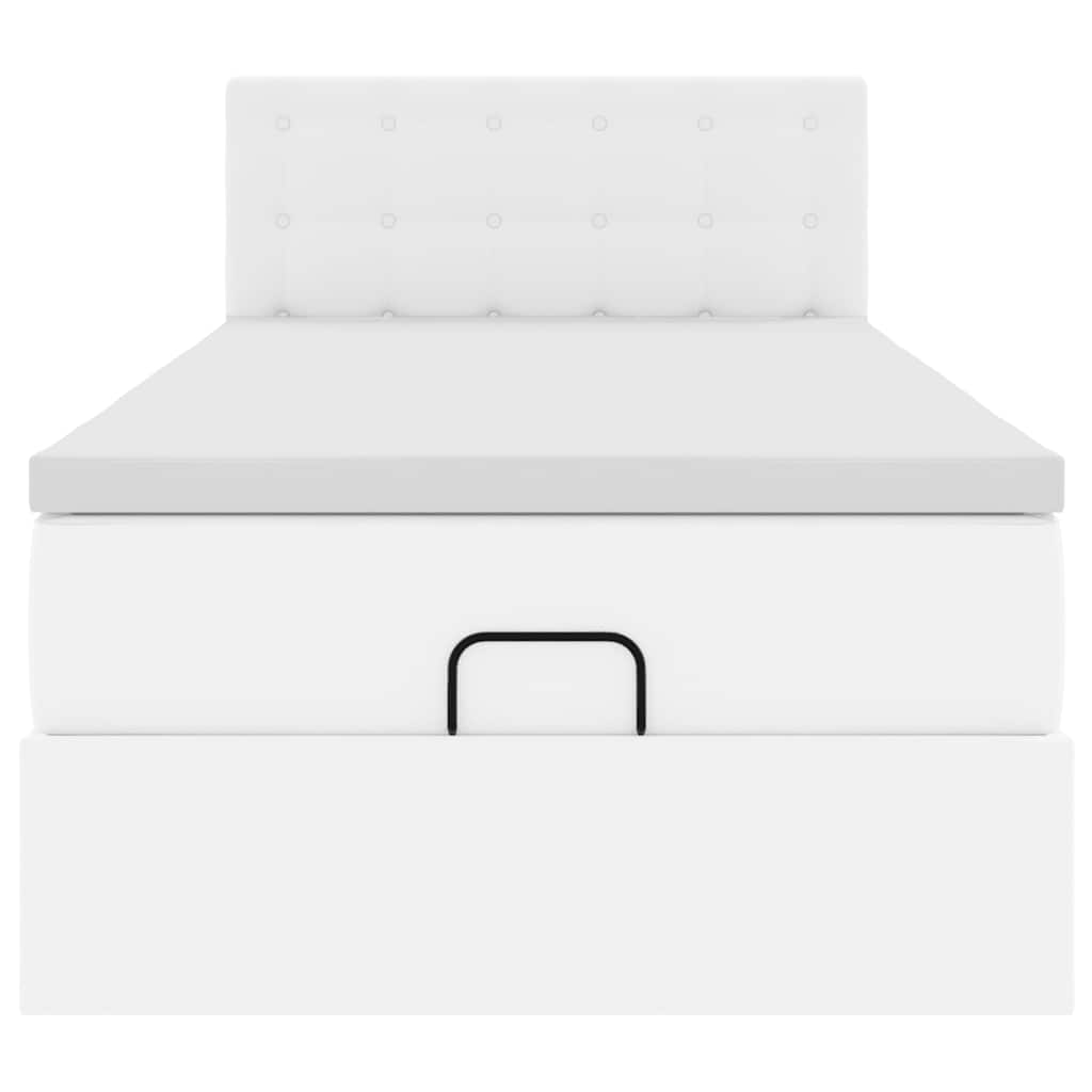 vidaXL Ottoman-Bett mit Matratze Weiß 80x200 cm Kunstleder