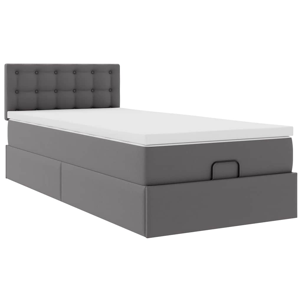 vidaXL Ottoman-Bett mit Matratze Grau 80x200 cm Kunstleder