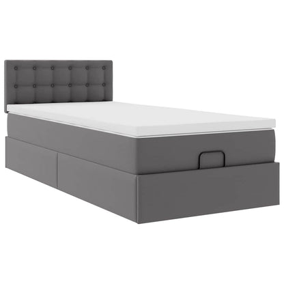 vidaXL Ottoman-Bett mit Matratze Grau 80x200 cm Kunstleder