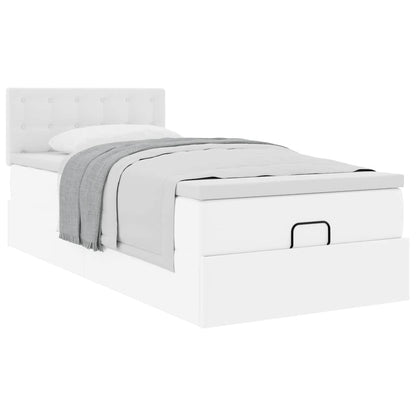 vidaXL Ottoman-Bett mit Matratze Weiß 90x190 cm Kunstleder