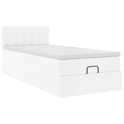 vidaXL Ottoman-Bett mit Matratze Weiß 90x190 cm Kunstleder