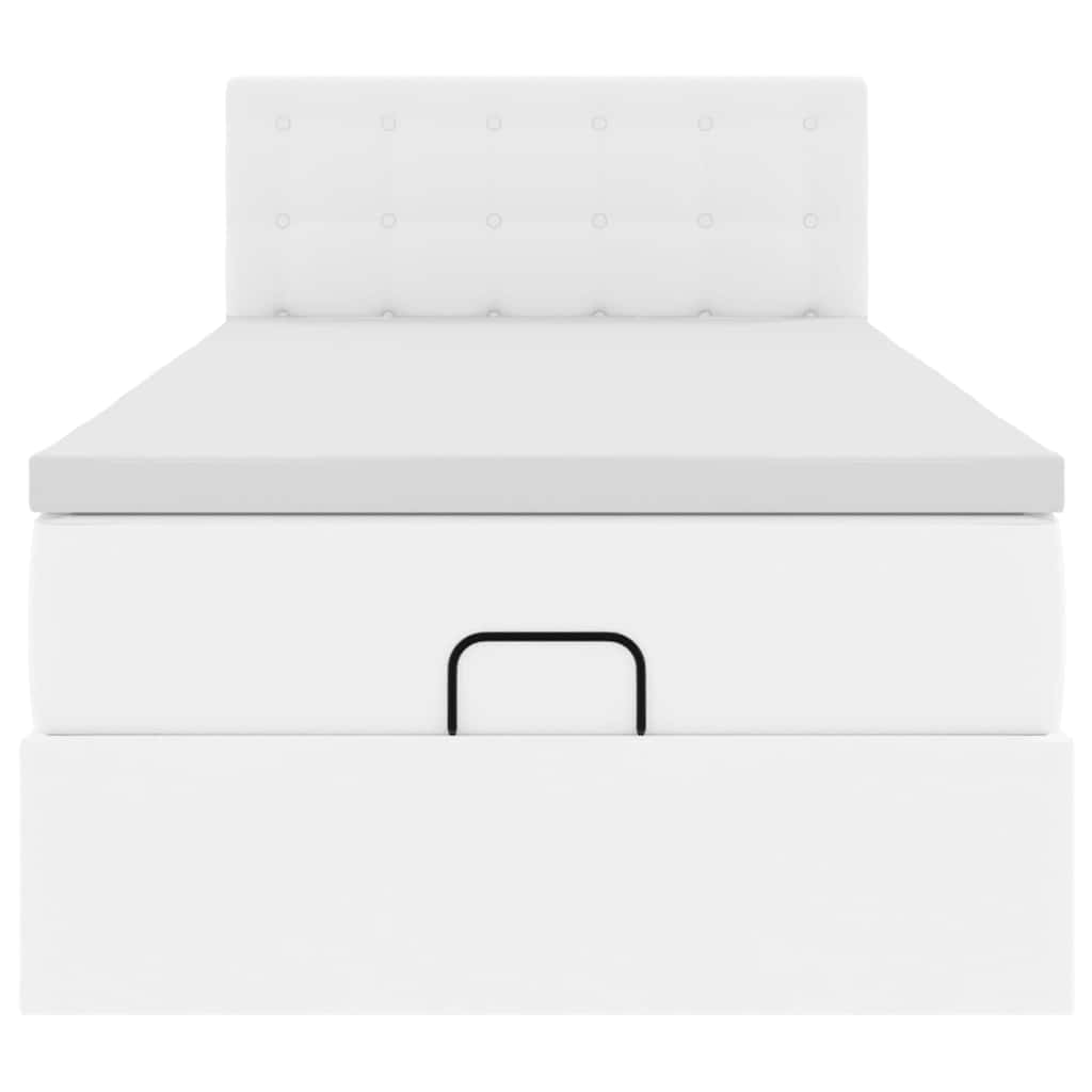 vidaXL Ottoman-Bett mit Matratze Weiß 90x190 cm Kunstleder