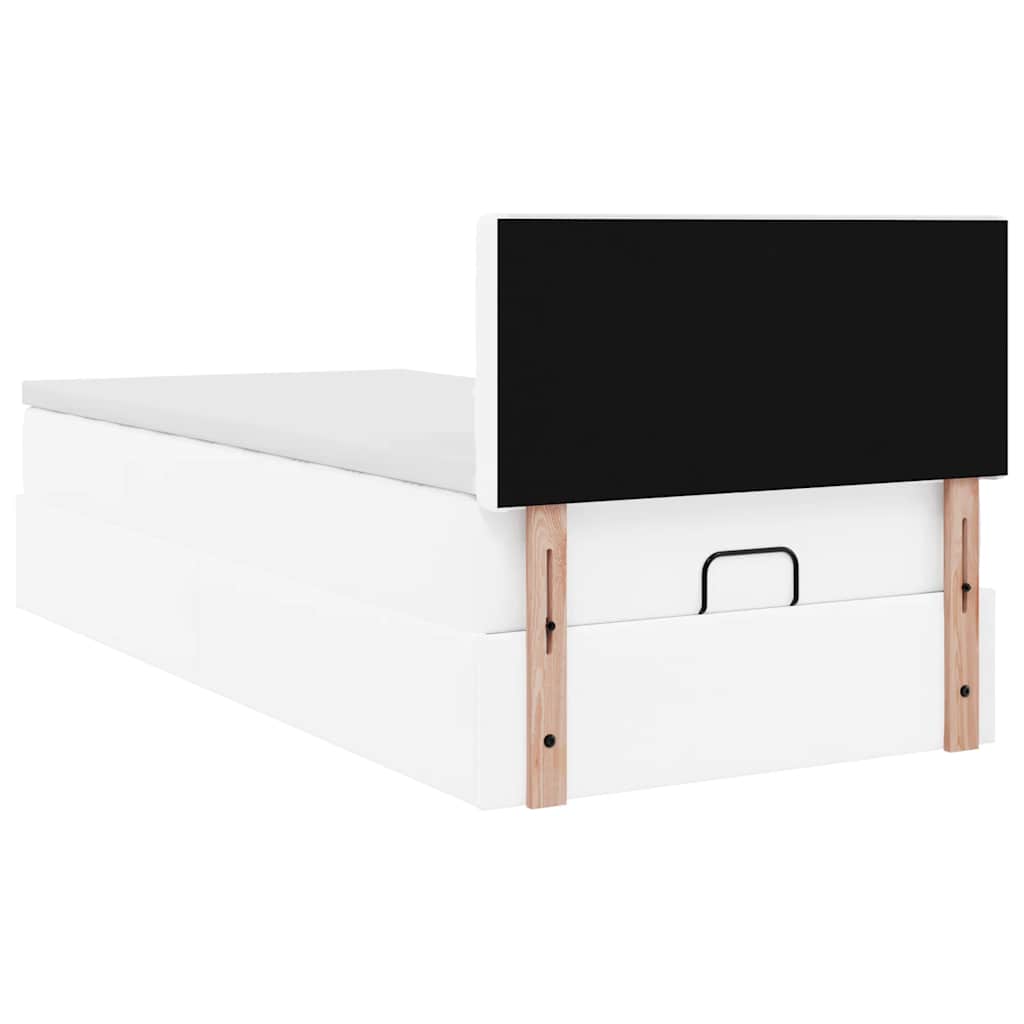 vidaXL Ottoman-Bett mit Matratze Weiß 90x190 cm Kunstleder