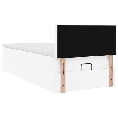 vidaXL Ottoman-Bett mit Matratze Weiß 90x190 cm Kunstleder