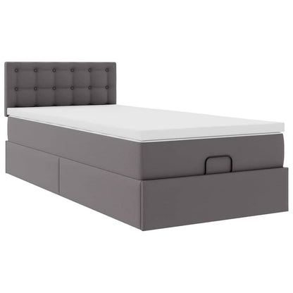vidaXL Ottoman-Bett mit Matratze Grau 90x190 cm Kunstleder
