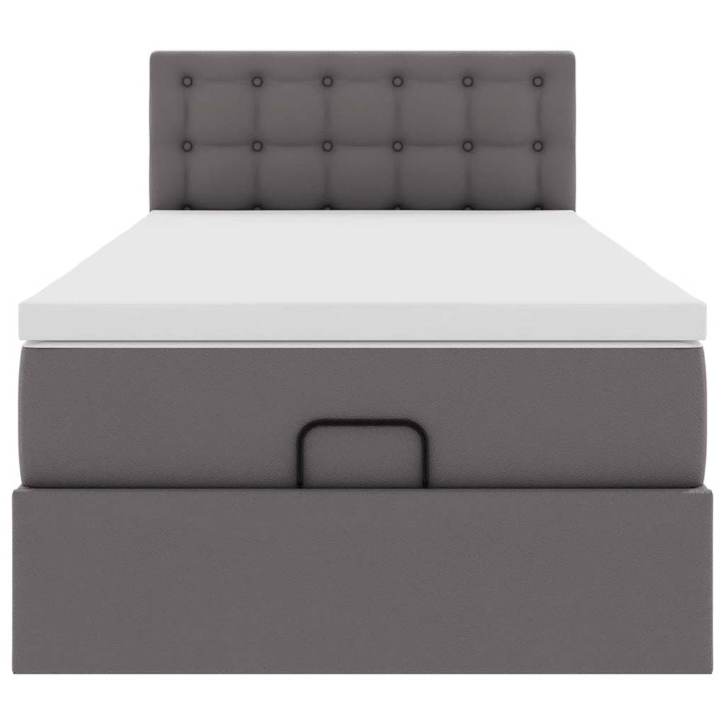 vidaXL Ottoman-Bett mit Matratze Grau 90x190 cm Kunstleder