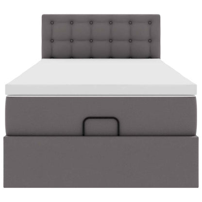 vidaXL Ottoman-Bett mit Matratze Grau 90x190 cm Kunstleder