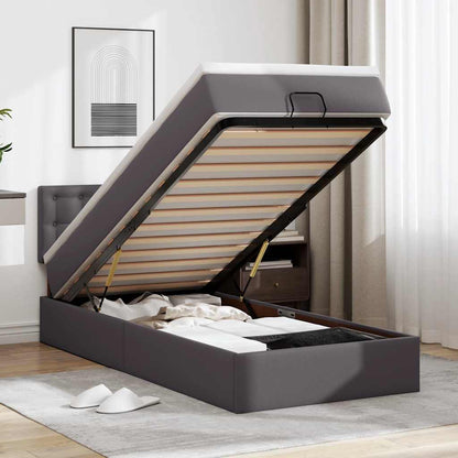 vidaXL Ottoman-Bett mit Matratze Grau 90x190 cm Kunstleder