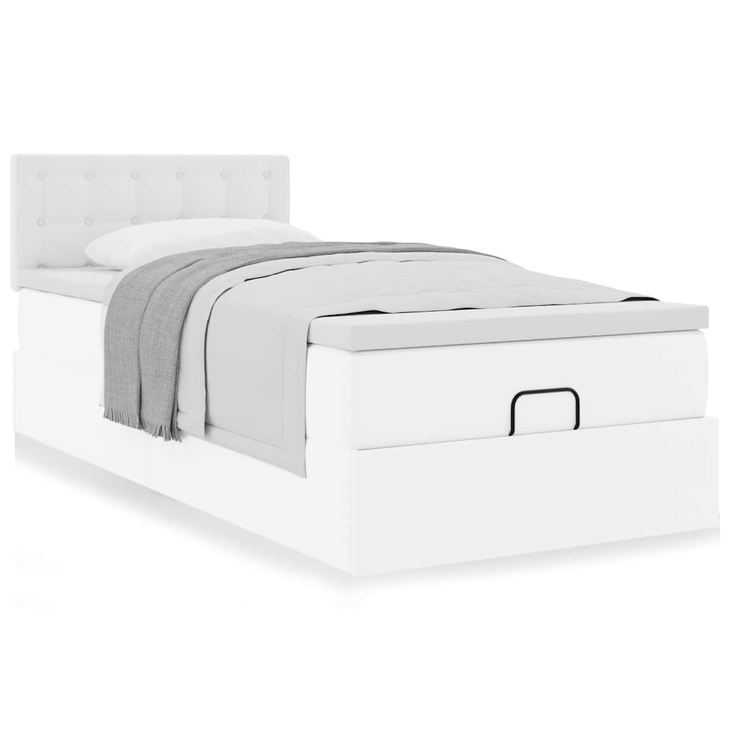 vidaXL Ottoman-Bett mit Matratze Weiß 90x200 cm Kunstleder