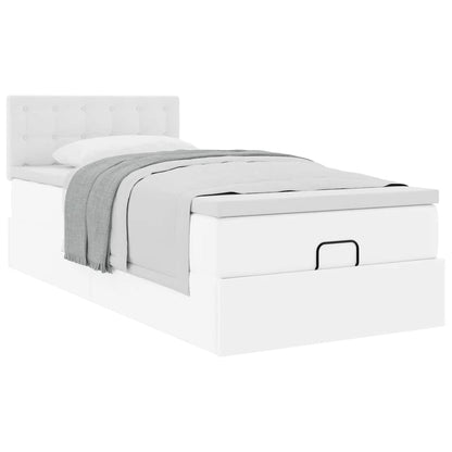 vidaXL Ottoman-Bett mit Matratze Weiß 90x200 cm Kunstleder