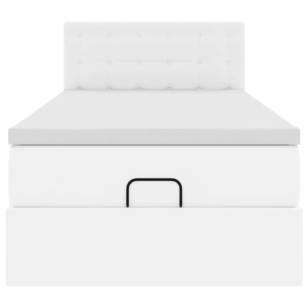 vidaXL Ottoman-Bett mit Matratze Weiß 90x200 cm Kunstleder