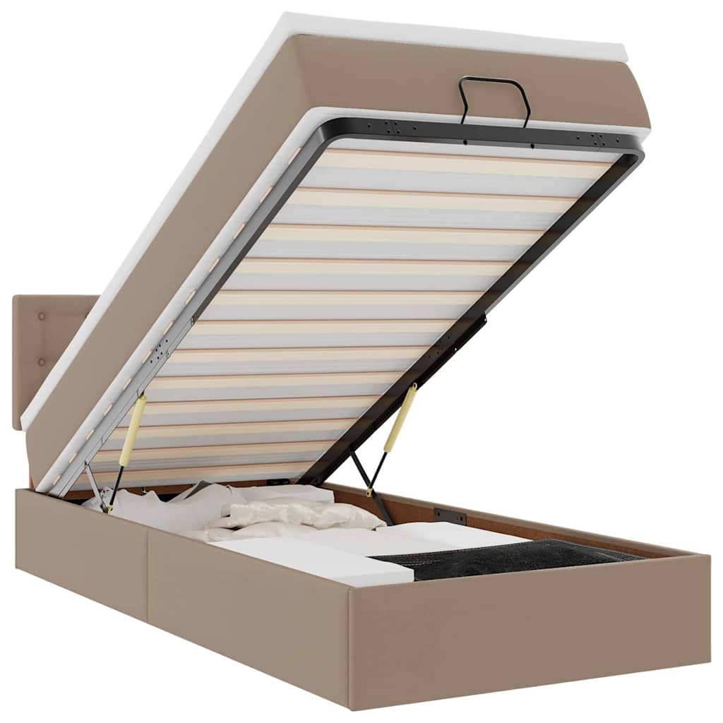 vidaXL Lit ottoman avec matelas cappuccino marron 90x200 cm similicuir