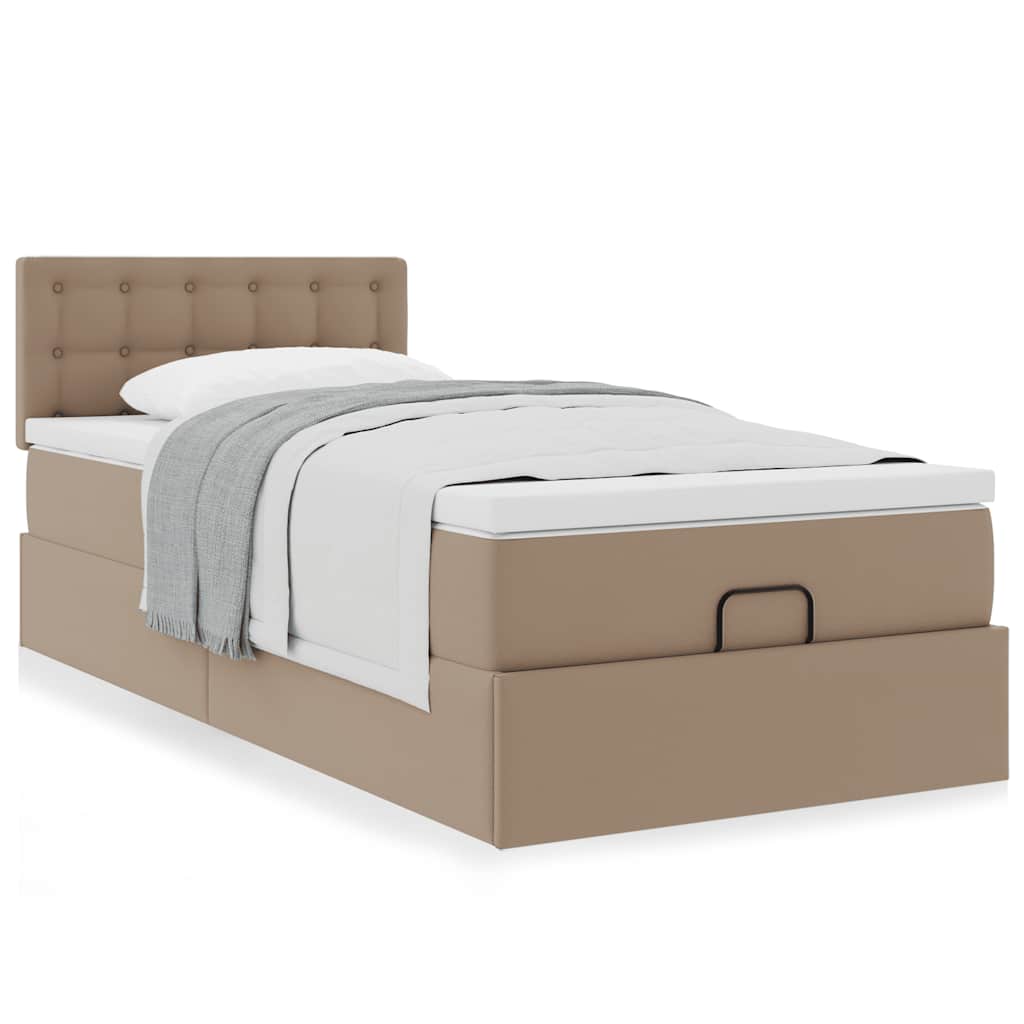 vidaXL Lit ottoman avec matelas cappuccino marron 90x200 cm similicuir