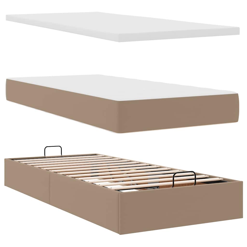 vidaXL Lit ottoman avec matelas cappuccino marron 90x200 cm similicuir