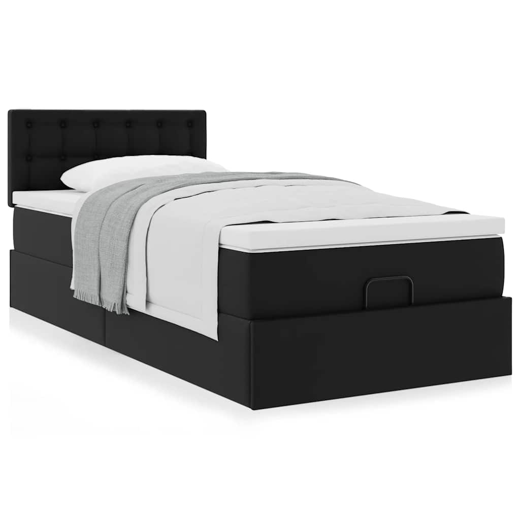 vidaXL Lit Ottomane avec matelas Noir 100x200 cm Similicuir