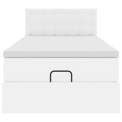 vidaXL Ottoman-Bett mit Matratze Weiß 100x200 cm Kunstleder