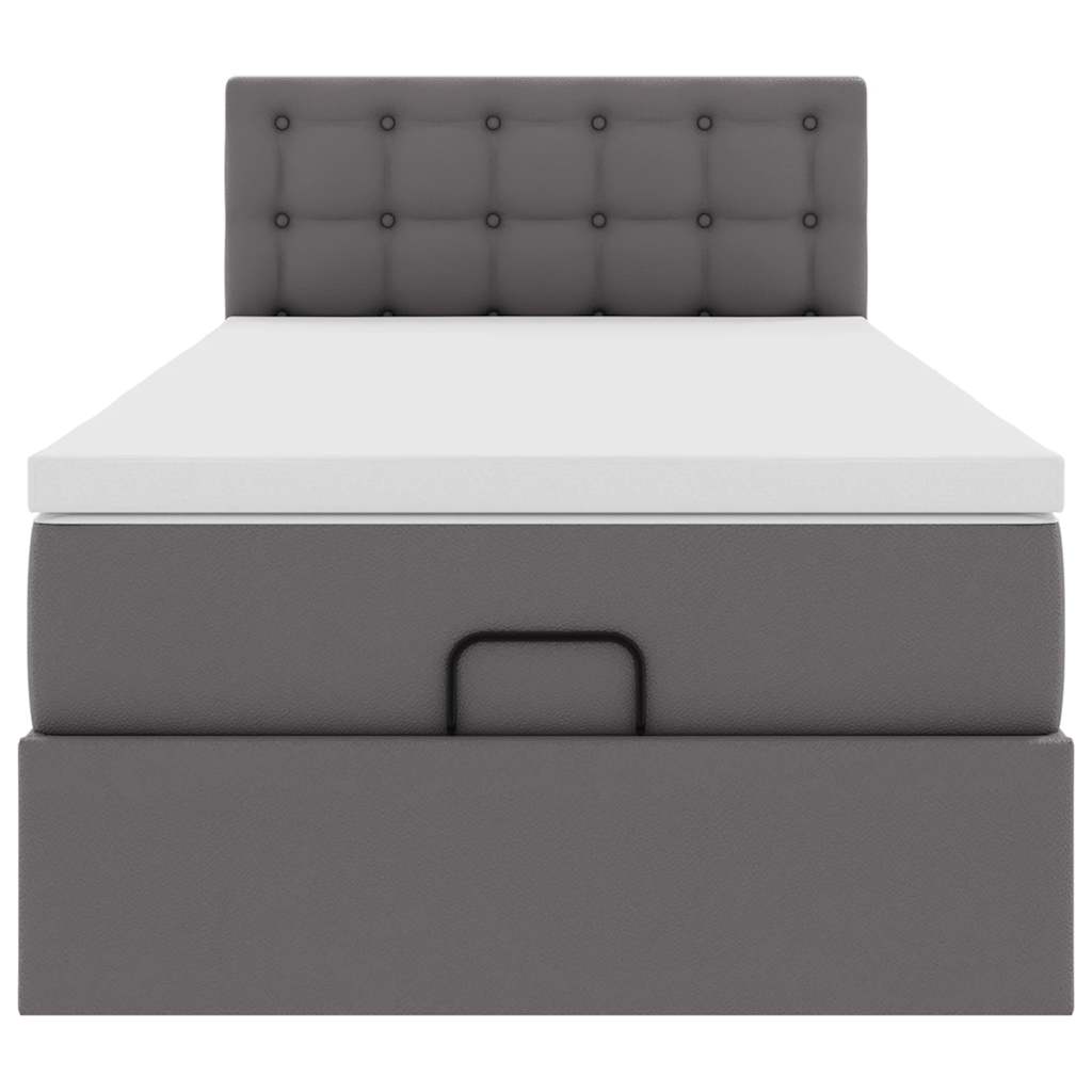 vidaXL Ottoman-Bett mit Matratze Grau 100x200 cm Kunstleder