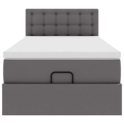 vidaXL Ottoman-Bett mit Matratze Grau 100x200 cm Kunstleder