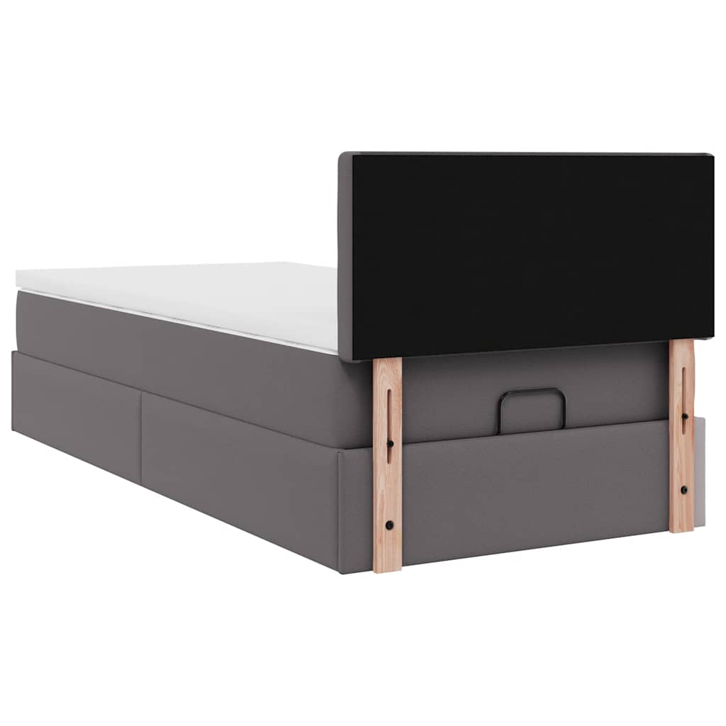 vidaXL Ottoman-Bett mit Matratze Grau 100x200 cm Kunstleder