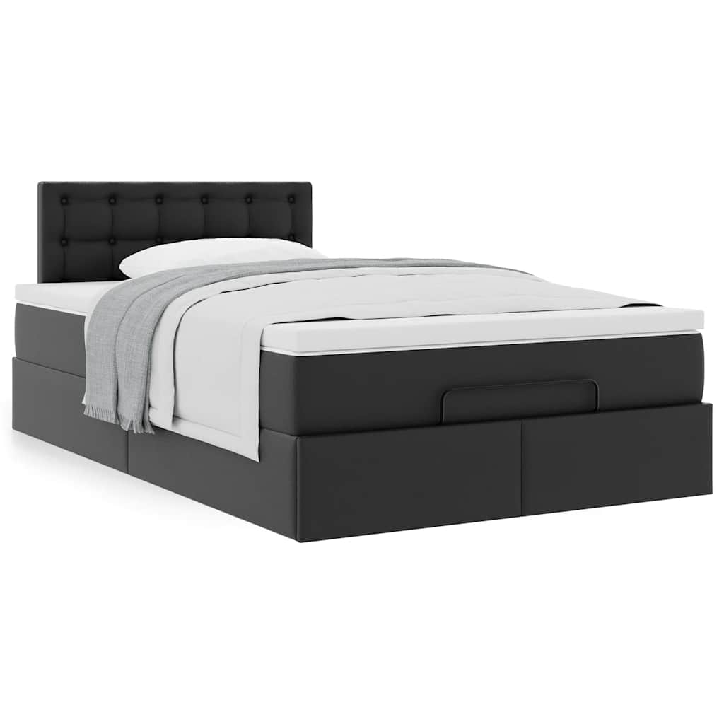 vidaXL Ottoman-Bett mit Matratze Schwarz 120x190 cm Kunstleder