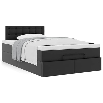 vidaXL Ottoman-Bett mit Matratze Schwarz 120x190 cm Kunstleder