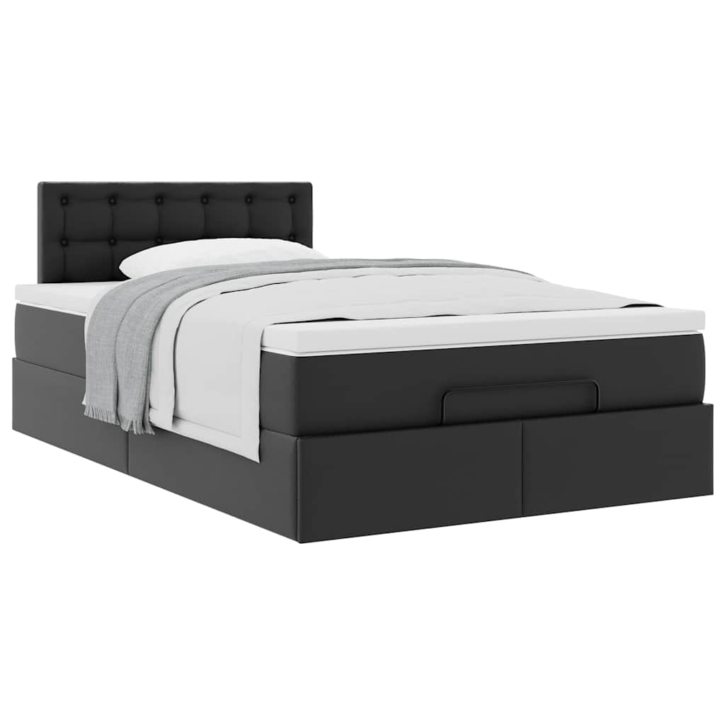 vidaXL Ottoman-Bett mit Matratze Schwarz 120x190 cm Kunstleder