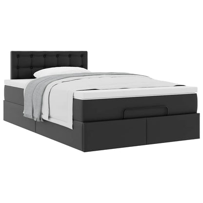 vidaXL Ottoman-Bett mit Matratze Schwarz 120x190 cm Kunstleder