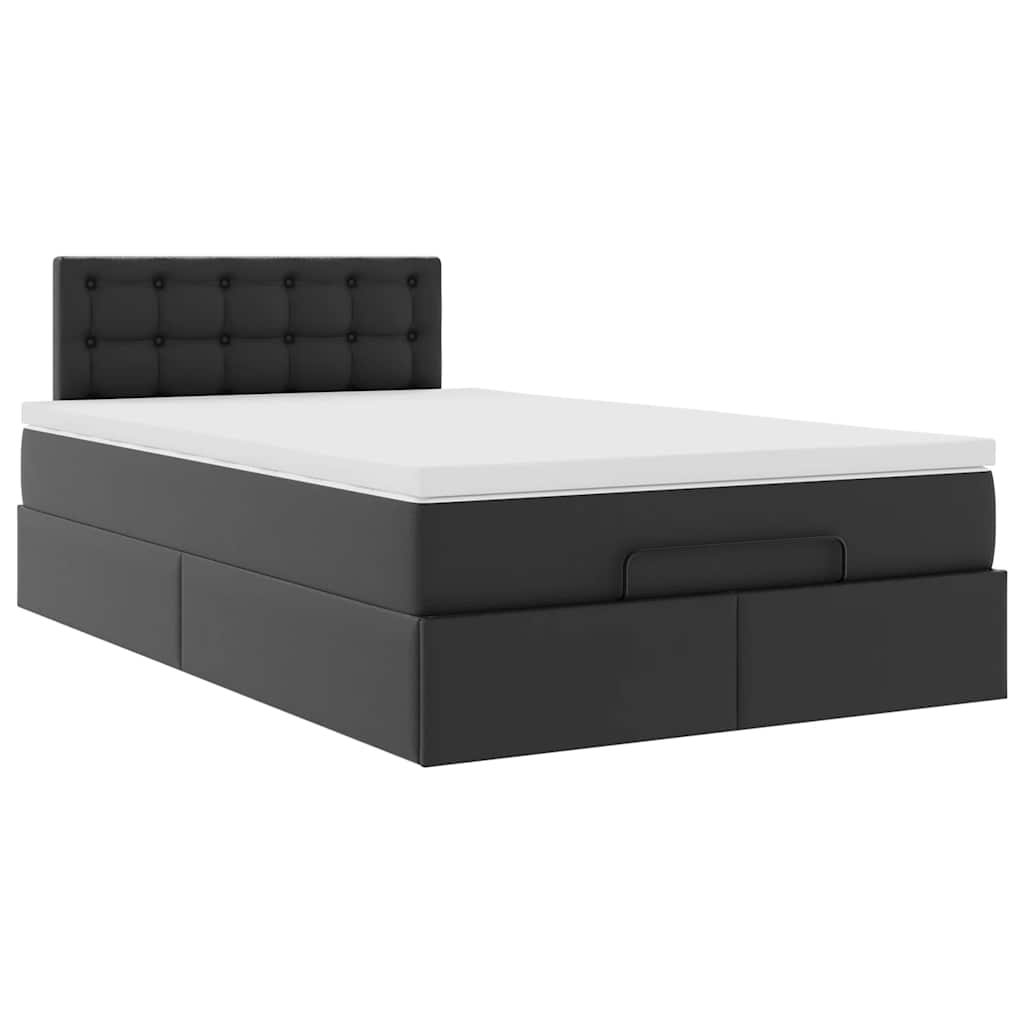 vidaXL Ottoman-Bett mit Matratze Schwarz 120x190 cm Kunstleder