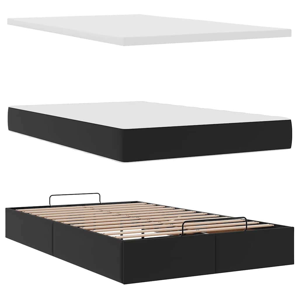 vidaXL Ottoman-Bett mit Matratze Schwarz 120x190 cm Kunstleder