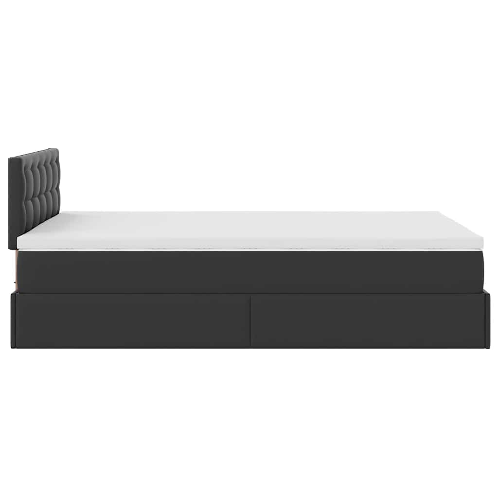 vidaXL Ottoman-Bett mit Matratze Schwarz 120x190 cm Kunstleder