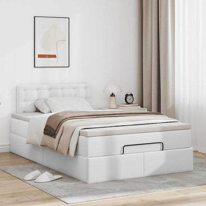 vidaXL Ottoman-Bett mit Matratze Weiß 120x190 cm Kunstleder