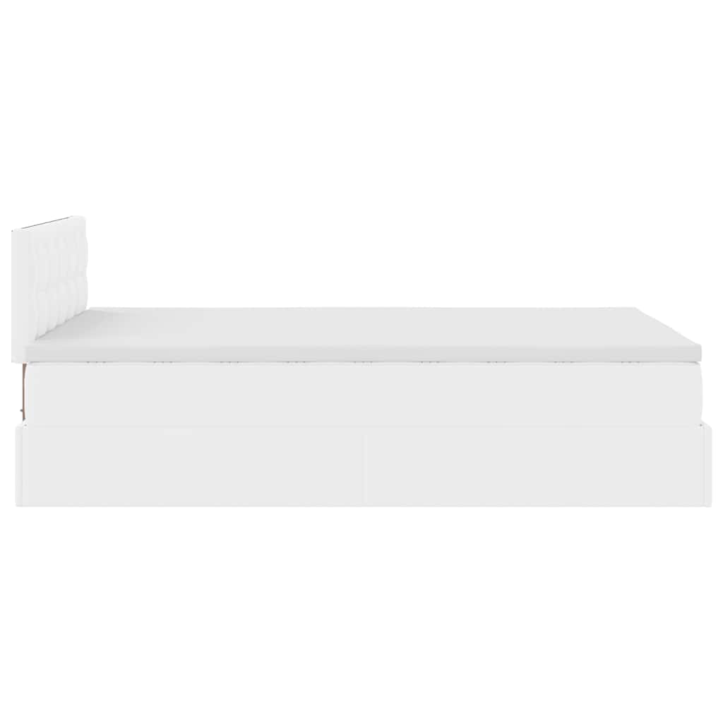 vidaXL Ottoman-Bett mit Matratze Weiß 120x190 cm Kunstleder
