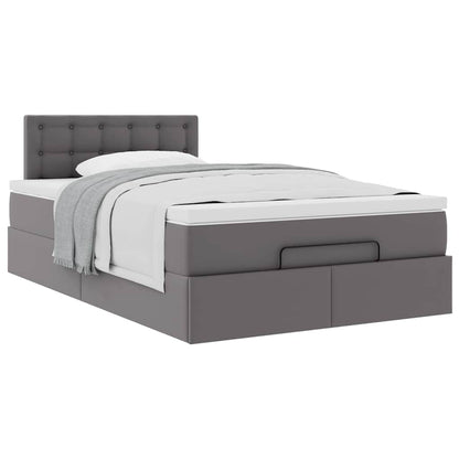 vidaXL Ottoman-Bett mit Matratze Grau 120x190 cm Kunstleder