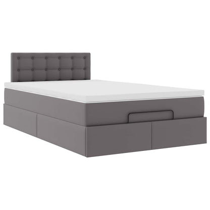vidaXL Ottoman-Bett mit Matratze Grau 120x190 cm Kunstleder