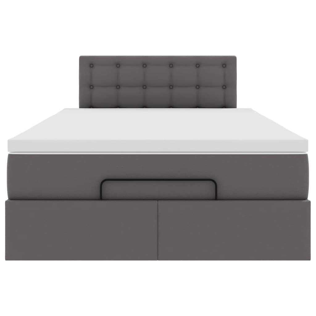 vidaXL Ottoman-Bett mit Matratze Grau 120x190 cm Kunstleder