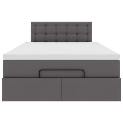 vidaXL Ottoman-Bett mit Matratze Grau 120x190 cm Kunstleder