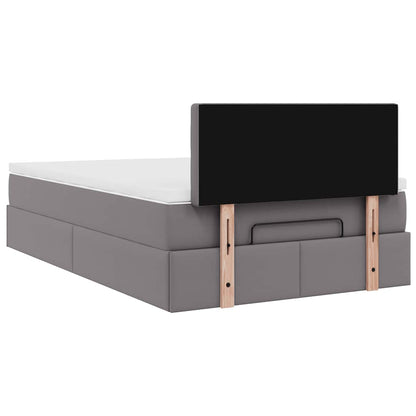 vidaXL Ottoman-Bett mit Matratze Grau 120x190 cm Kunstleder