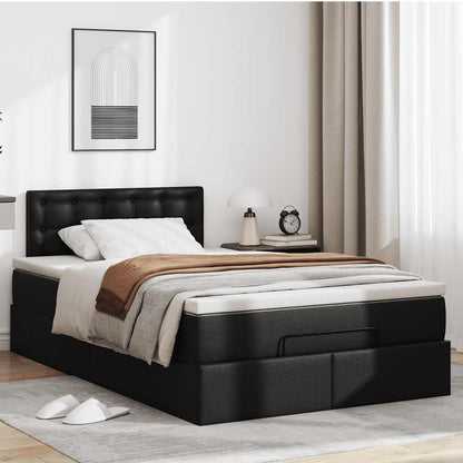vidaXL Ottoman-Bett mit Matratze Schwarz 120x200 cm Kunstleder