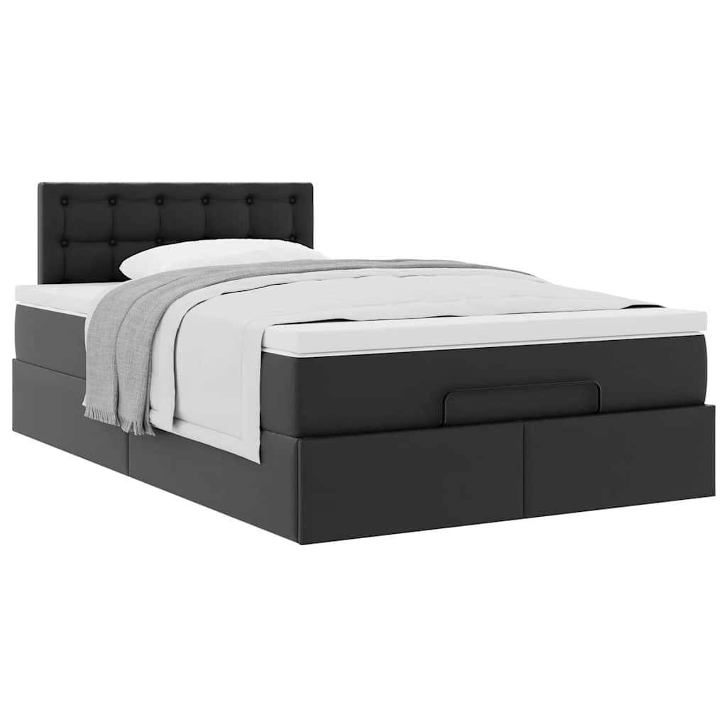 vidaXL Ottoman-Bett mit Matratze Schwarz 120x200 cm Kunstleder