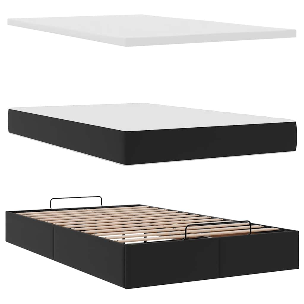 vidaXL Ottoman-Bett mit Matratze Schwarz 120x200 cm Kunstleder