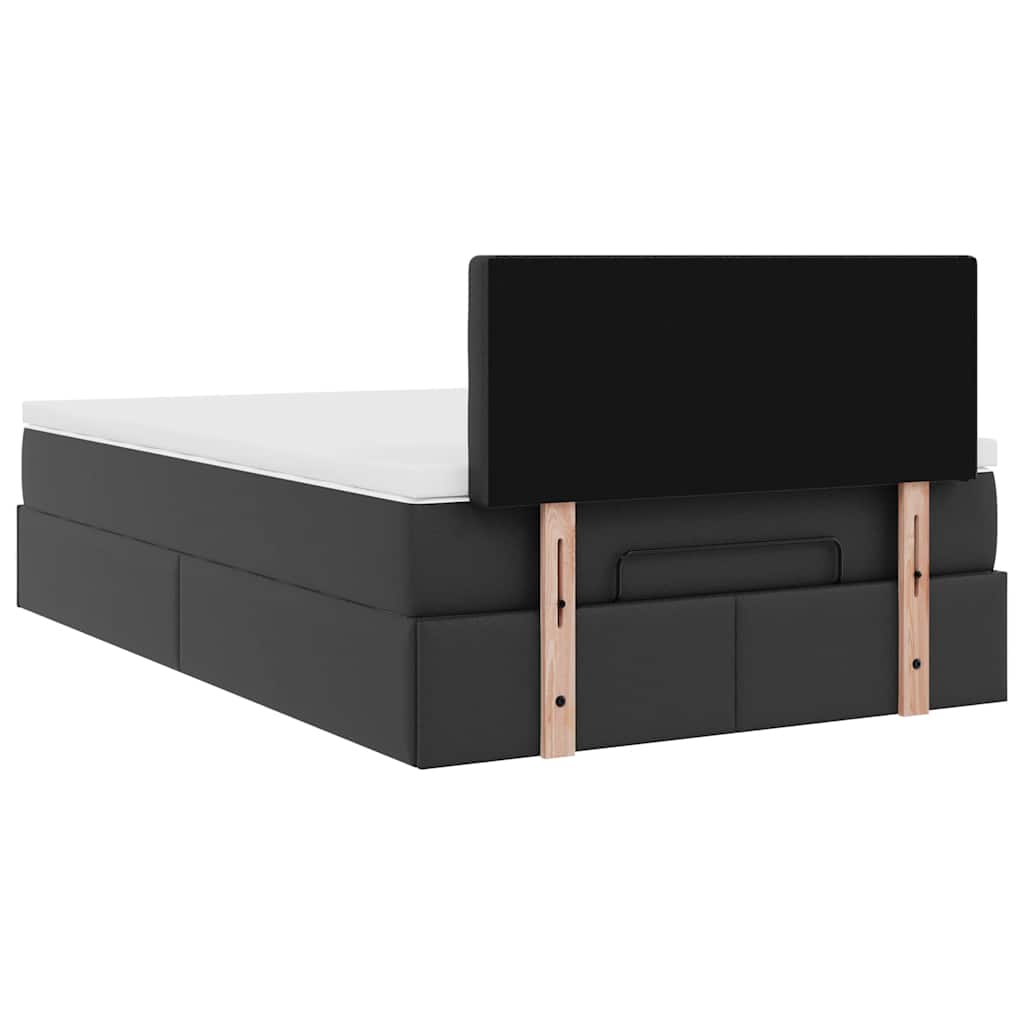 vidaXL Ottoman-Bett mit Matratze Schwarz 120x200 cm Kunstleder