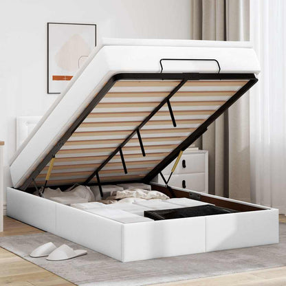 Ottoman-Bett mit Matratze Weiß 120x200 cm Kunstleder