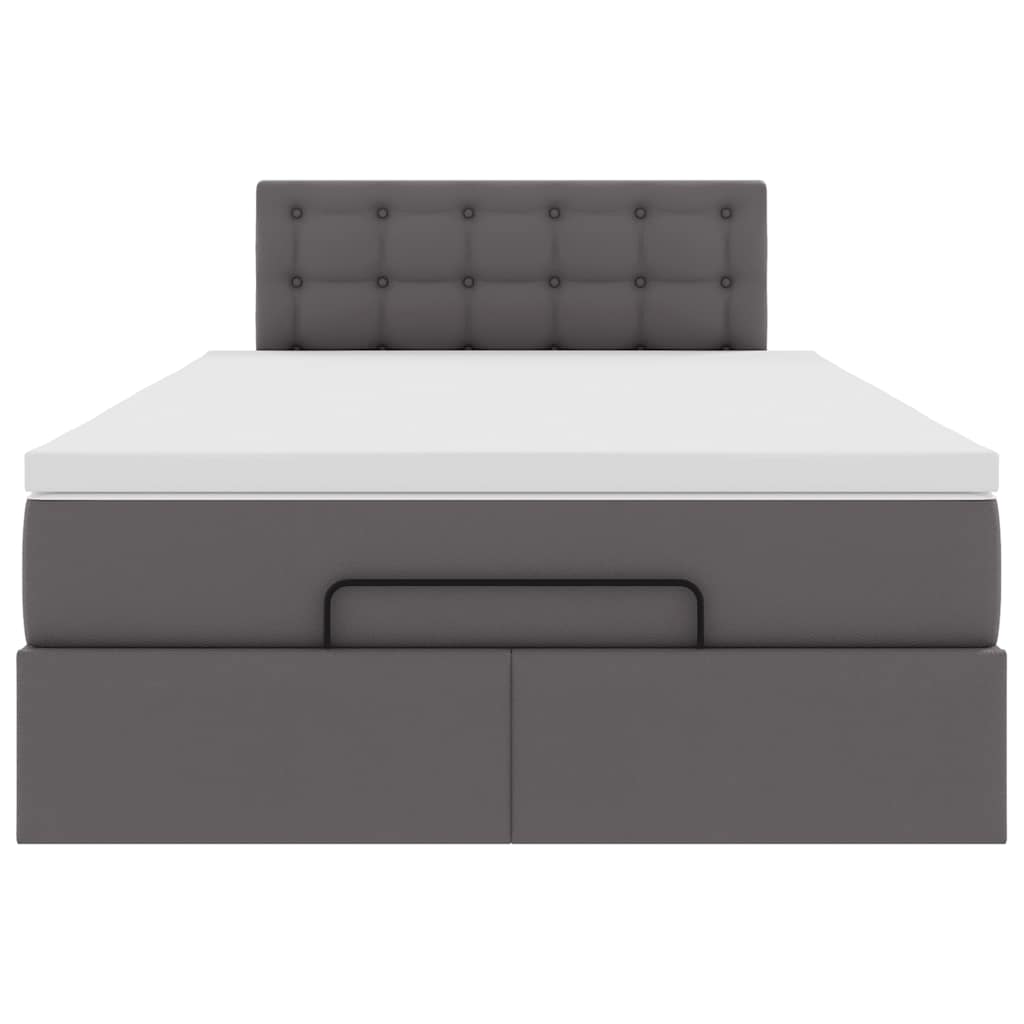 vidaXL Ottoman-Bett mit Matratze Grau 120x200 cm Kunstleder