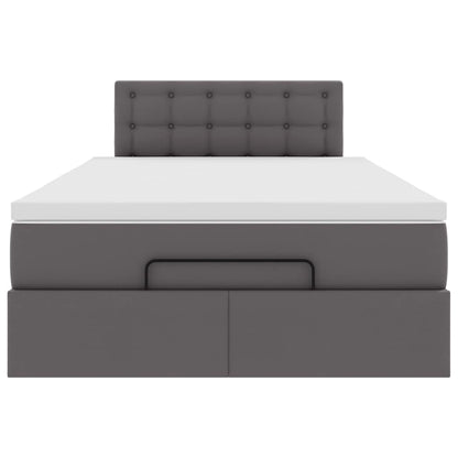 vidaXL Ottoman-Bett mit Matratze Grau 120x200 cm Kunstleder