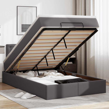 vidaXL Ottoman-Bett mit Matratze Grau 120x200 cm Kunstleder