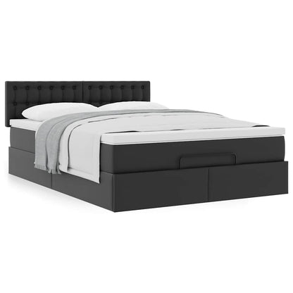 vidaXL Ottoman-Bett mit Matratze Schwarz 140x190 cm Kunstleder